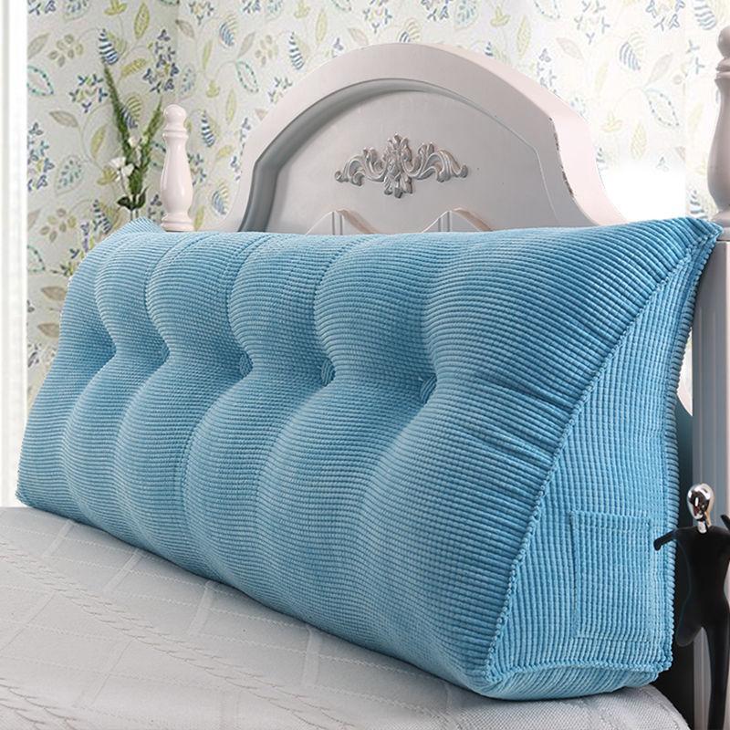 

Corduroy Solid Color Comfortable Soft Removable Pillow Korean Bed Pillow Double Backrest Bedroom Tatami Long Cushion1