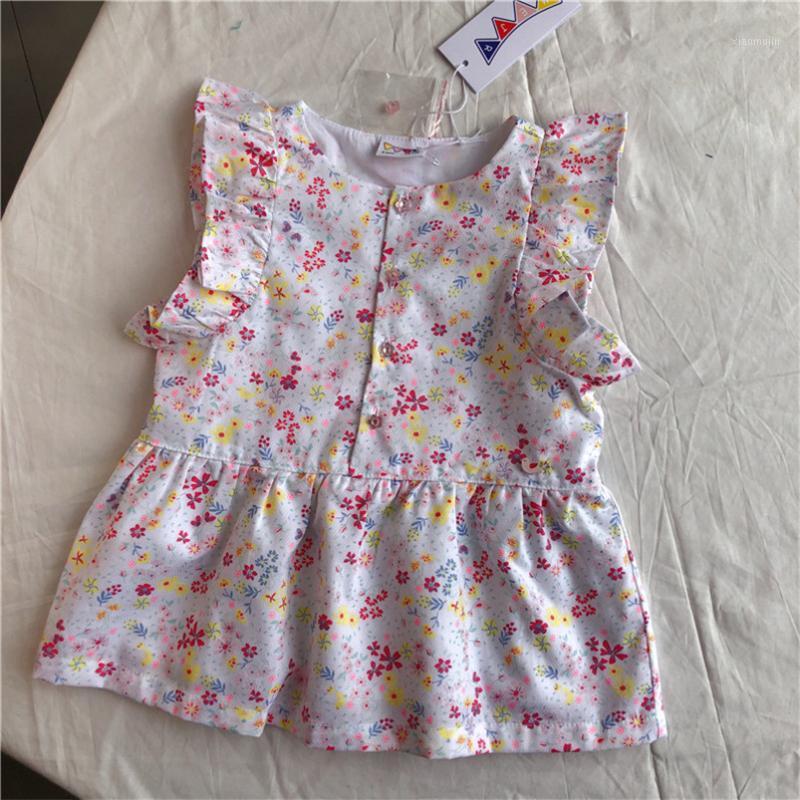 

School girls shirt summer ruffles lace sleeve kids floral shirt for girls clothes toddler baby tops children blouse 3-10Yrs1, White