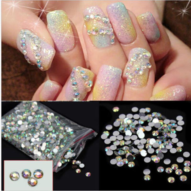 

1000Pcs Super Glitter Crystal AB Rhinestones Flat Back Glass Chameleon Nail Rhinestones For Charms 3D Nails Art Decorations