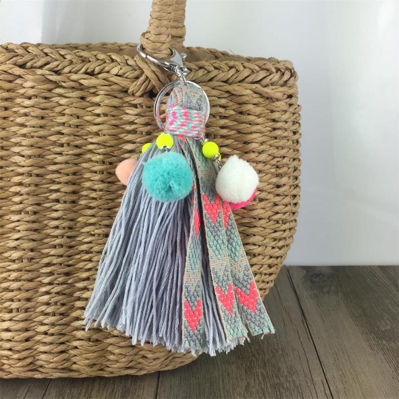 

Charm Pompon Keychain Tassel Trinket Pompom Key Chain Accessories Bag Charms Women's Car key rings for a Women