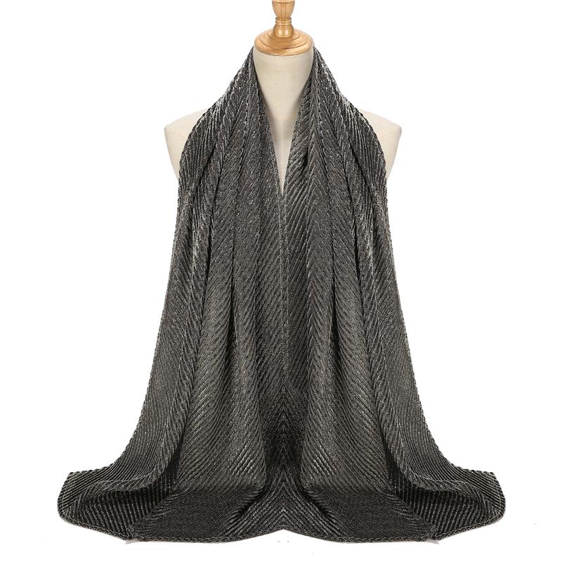 

Shinny scarf Pleated Crinkle Women's Hijab Muslim Head Wrap wrinkle Shawl scarves Plain Colours