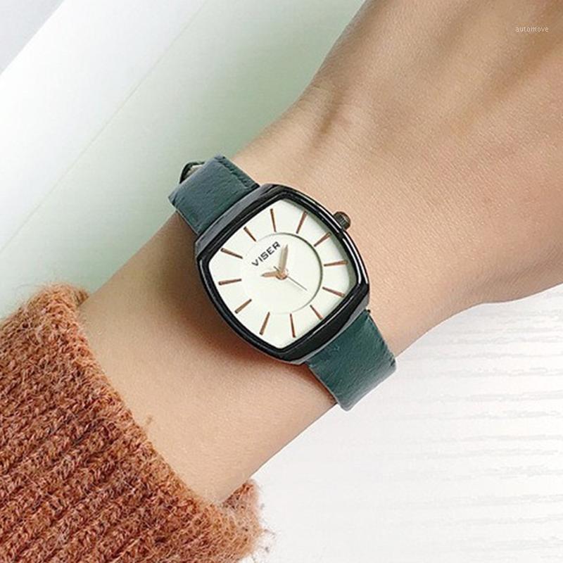 

Square Small Simple Women Dress Watches Leather Female clock Women's Fashion Mini Design Wristwatches Christmas Girls Gift1, Brown