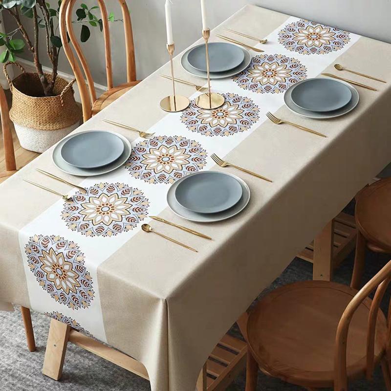 

Printed Tablecloth PVC Table Cloth Rectangular Waterproof Oilproof Kitchen Dining Table Cover Decorations Protector, Color 1