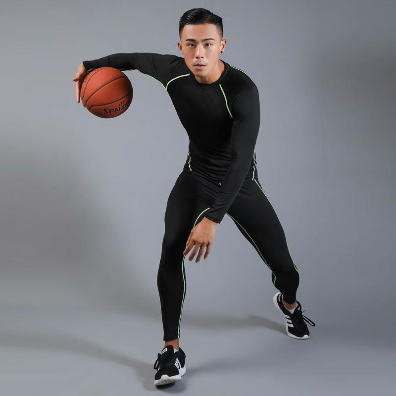 

Sports wear compression training pants men running fitness sets tights gym clothing basketball jacket leggings deportes tights