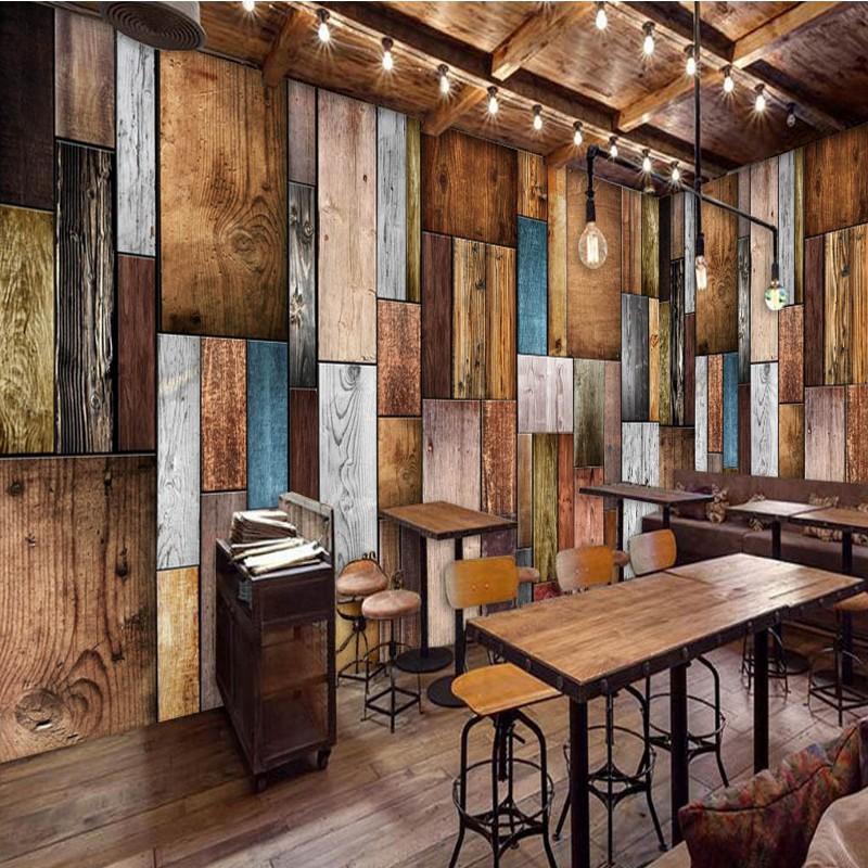 

Drop Shipping Custom Mural Europe The United States Fashion Wood Mural Bedroom Living Room Wallpaper TV Wall Decoration Painting, As pic