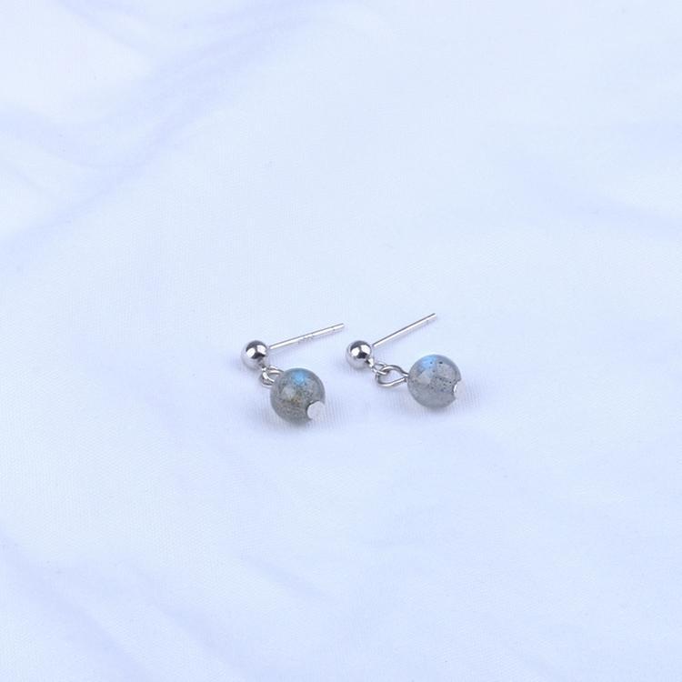 

Stud BOROSA 6mm Round Ball Beads Dangle Earring Silver Color Natural Labradorite Earrings For Women Fashion Jewelry Gifts WX17071