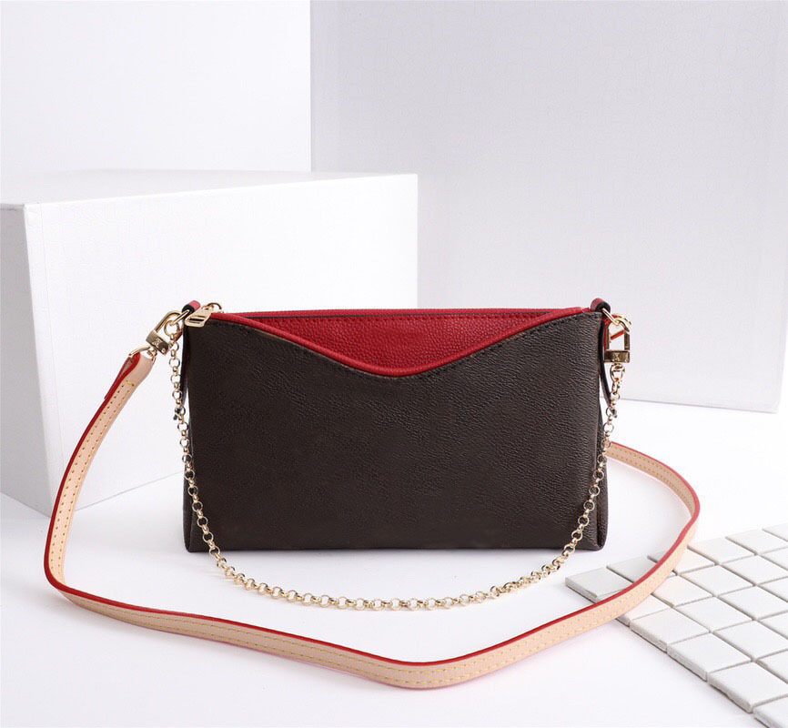 

M41638 new hot sale leather fashion wallet PALLAS CLUTCHES bag lady handbag Monograms chain messenger bag lady shoulder bag, Red