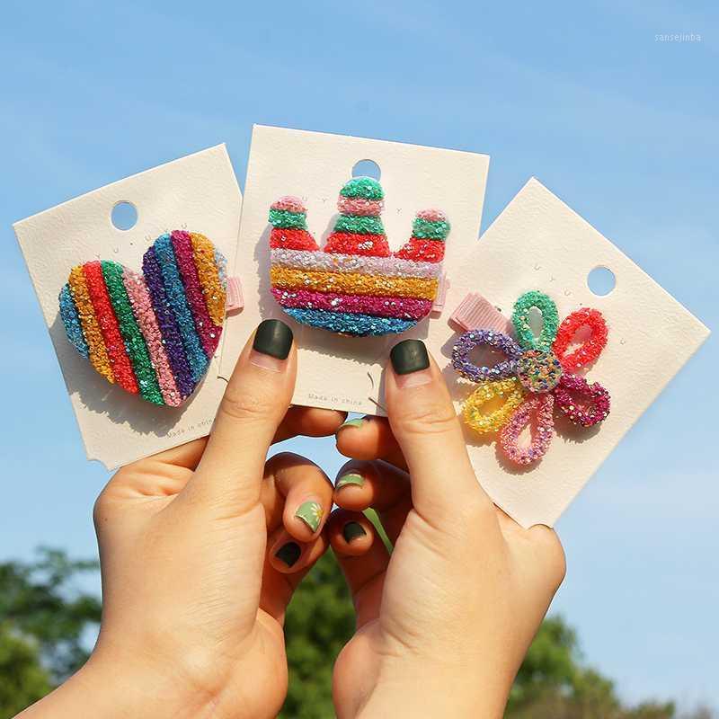 

Child Girl Colorful Sequin Hairpin Hair Clip for Women Kids Rainbow Love Heart Crown Flower Shapes Hairclip Hair Accessories1