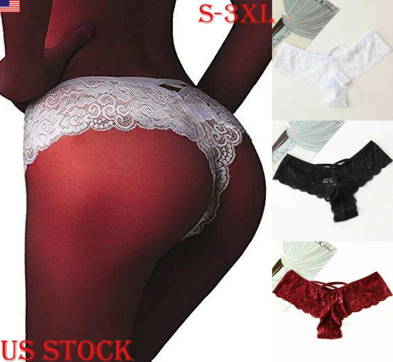 

Women Seamless Lace G-string Briefs Panties Thongs Lingerie Underwear Knickers Ladies Solid Briefs, Black