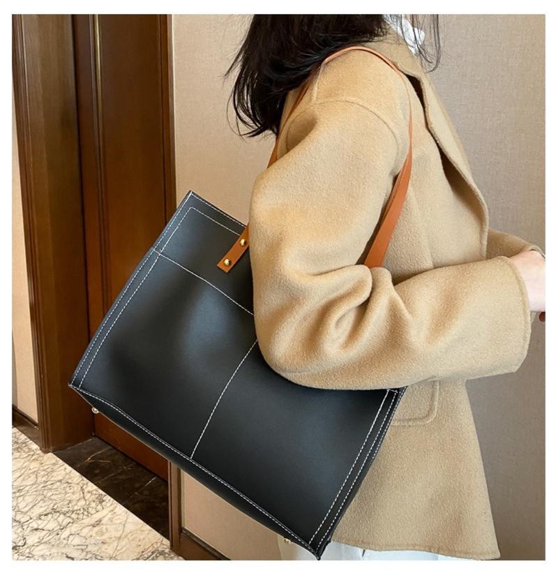 

Women Fashion Shoulder Bag PU Leather Shopping Handbag Large Capacity Totes, Black