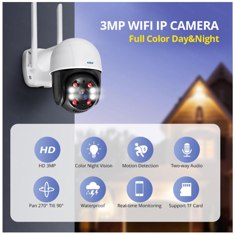 

3MP PTZ WiFi IP Camera 4X Digital Zoom IR Human Detection Home Security CCTV Surveillance Outdoor Camera