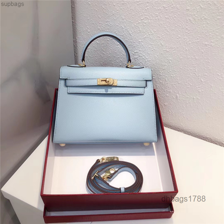 

Tote Bags 2021 new Kellies second generation cowhideGao textureins Single Shoulder MessengerHandbag with box fashion B-001, 22cm mint green