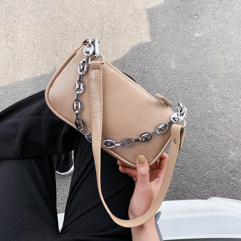 

MINI PU Leather Shoulder Bags For Women 2021 Chain Design Luxury Hand Bag Female Travel Solid Color Simple Purses, Black
