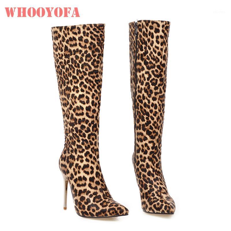 

Sale Winter New Elgant Leopard Silver Women Knee High Dress Boots Super High Heels Lady Shoes WY7 Plus Big Size 11 43 46 481, Black