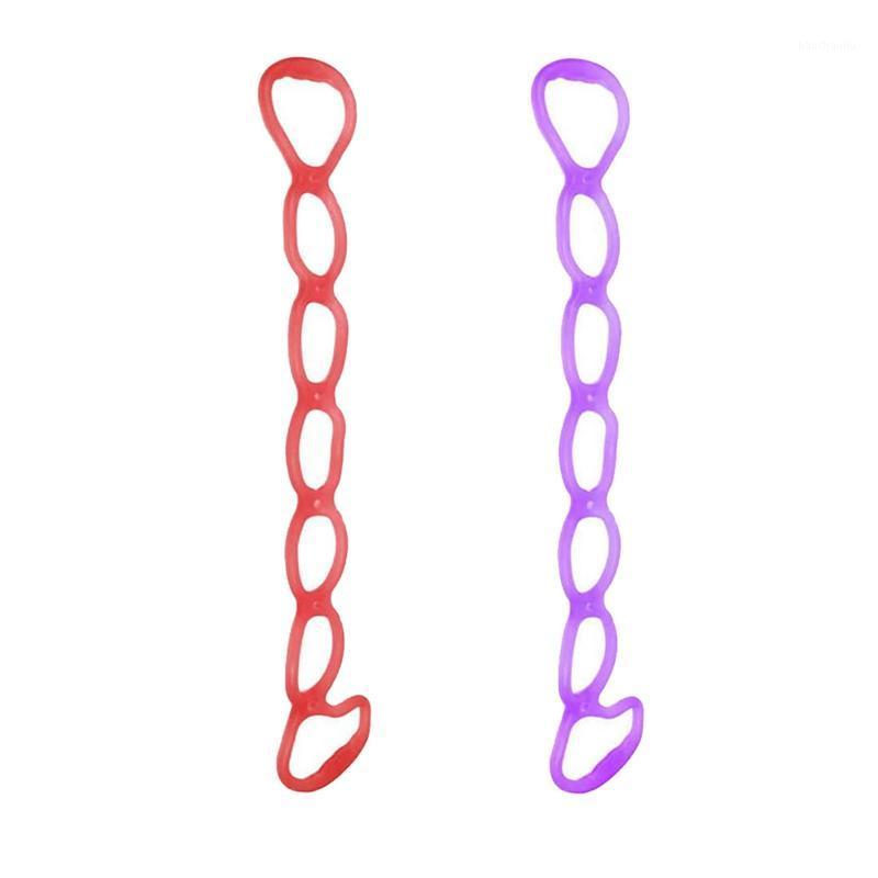 

2x 7 Ring Stretch Exercise Band,Resistance Bands,Yoga Stretching Arm Shoulders Foot,Fitness Home Gym,Red & Purple1