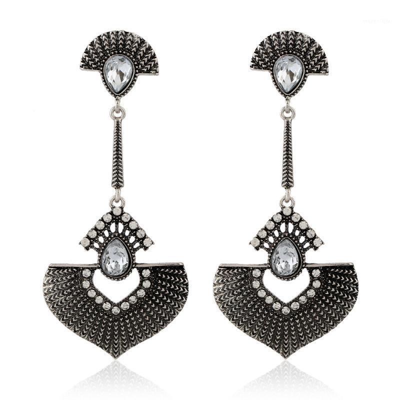 

Dangle & Chandelier Discount Antique Gold Silver Fashion Simple Exquisite Retro Carved Diamond Shaped Exaggerated Chain Earrings Eardrop