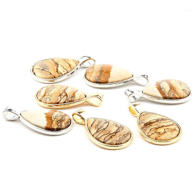 

Natural stone pendant drop type Picture Stones pendant necklace for DIY jewelry best birthday gift size 35x21x6mm1