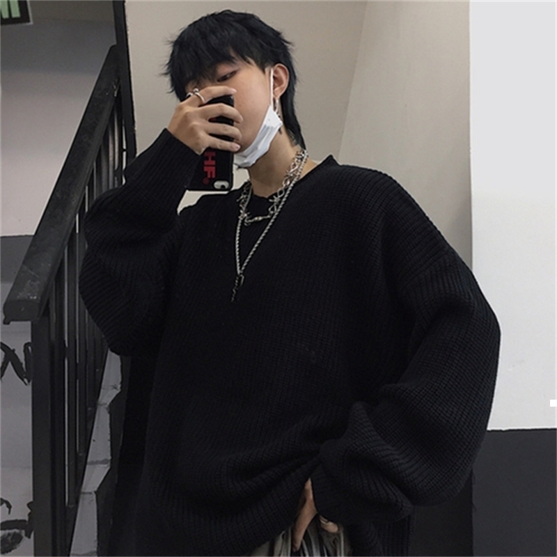 

Malha 2021 New Oversized Sweater and Korean-style Man Street Wear Woman Clothes 44cs M2BX, Black