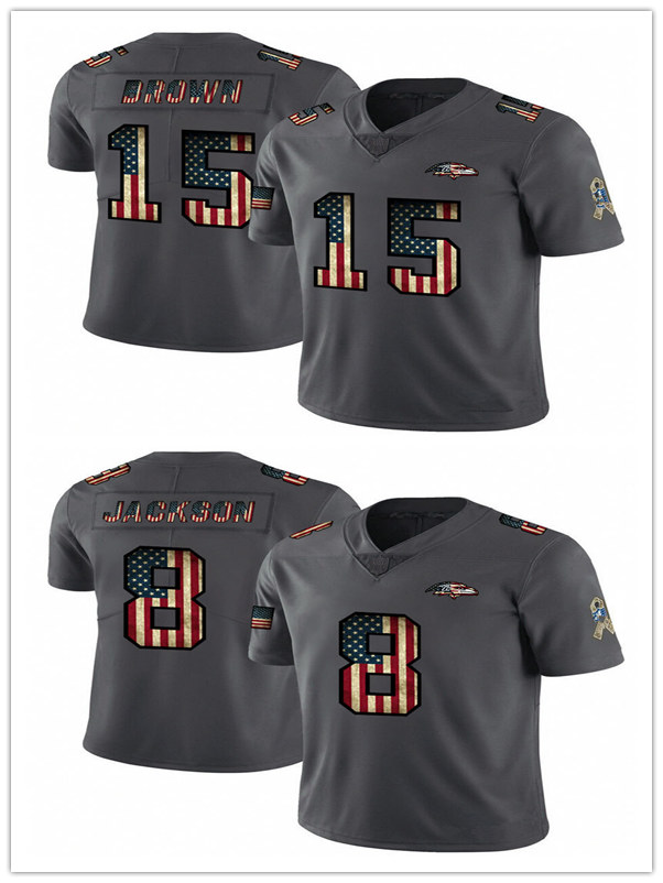 

Baltimore Ravens MEN Lamar Jackson New Nfl pays tribute to retro flag Carbon football Jersey, Black;red