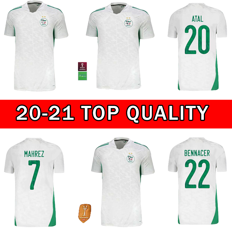 

Maillot Algerie 2020 2021 Soccer Jersey Home Away MAHREZ BOUNEDJAH FEGHOULI BENNACER ATAL 20 21 Algeria Maillot de Foot, Home patch 1