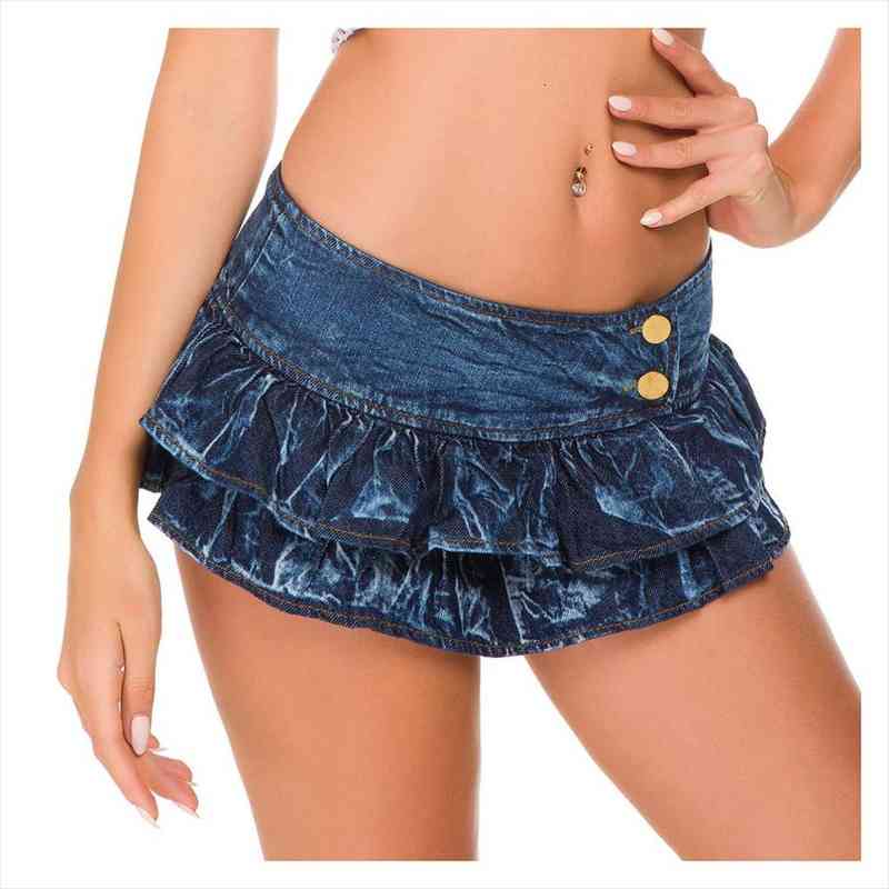 

denim skirts night party club short jeans skirts micro mini dancing pleated skirt female summer women skirt, Black