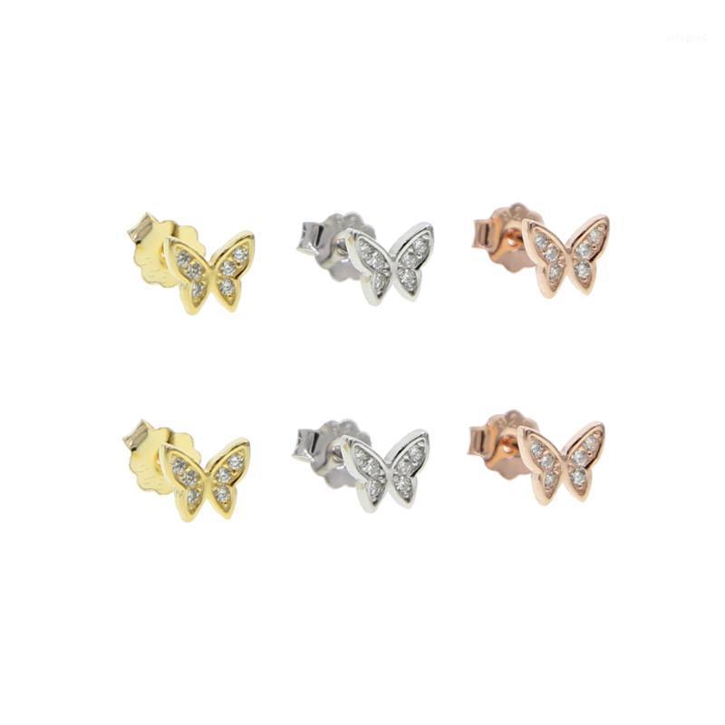 

Stud 100% 925 Silver Earring With Cz Pave Cute Butterfly Mini Small For Girl Sterling Earrings1