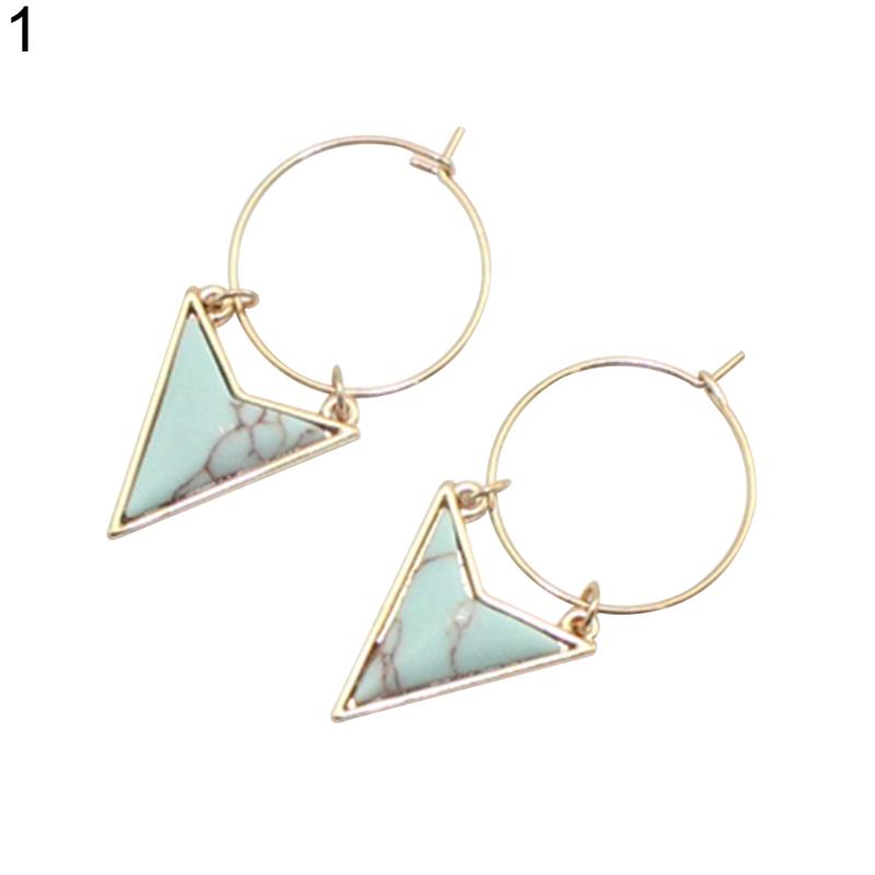 

2020 Fashion Women Triangle Geometric Pendant Hoop Loop Earrings Jewelry