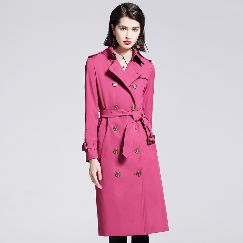 

2021 High Quality Women's Trench Coat New Arrival Autumn British Style Classic Double Breasted Long Outerwear Belt Overcoat Y221 8mm2, Apricot