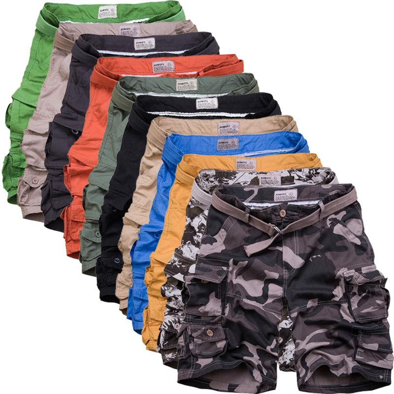 

Summer Cargo Shorts Men Camouflage Shorts Male Camo Knee-length Comfortable Mens Short Pants Hombre with Belt Plus Size, Black