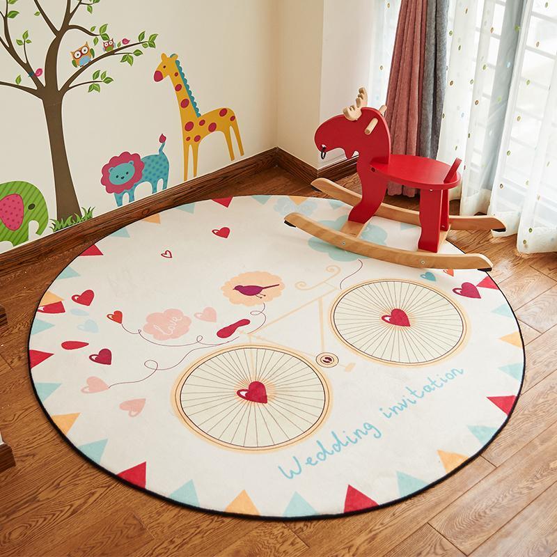 

5 Styles Lovely Cartoon Round Carpet Size 80/100/120/150CM Parlor Living Room Mats Bath Rugs Children Kids Bedroom Chair Carpet1, 02