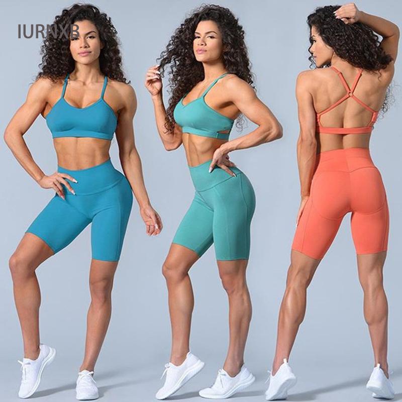 

Women Seamless Sports Bra High Waist Fitness Gym Shorts Gym Set Running Sportswear 2PCS Yoga Set, Orange
