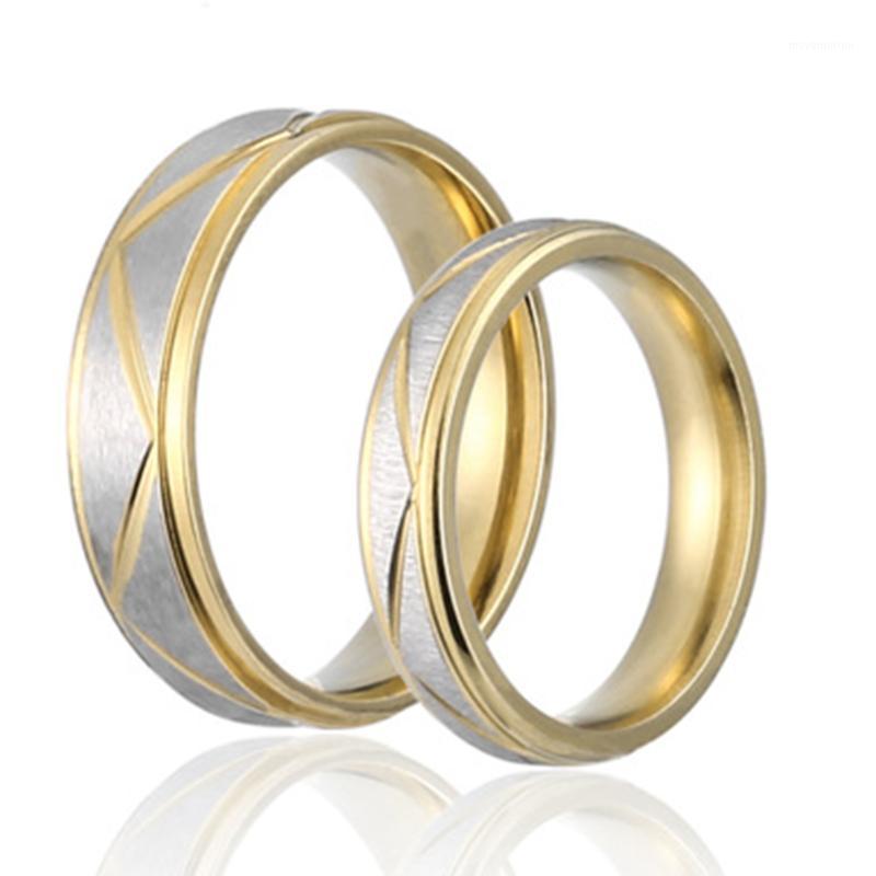 

whole sale1Pc New Fashion Wedding Ring Couples Matching Rings Lovers Gold-Color Love Matte Finish White Wedding Bands Rings1