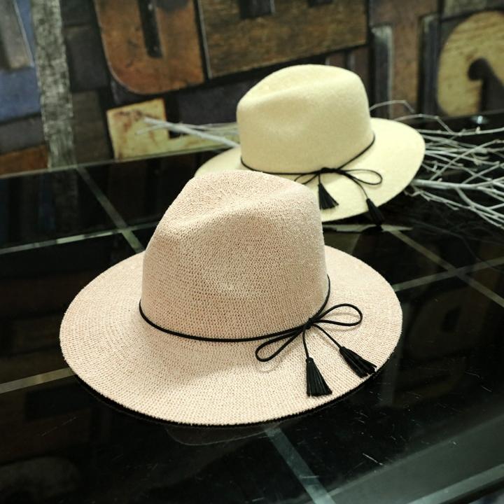 

Wide Brim Hats Drop Summer Sun Hat Women Europe And America Tassel Straw Floppy Cowboy Beach Boho Cap, Pink