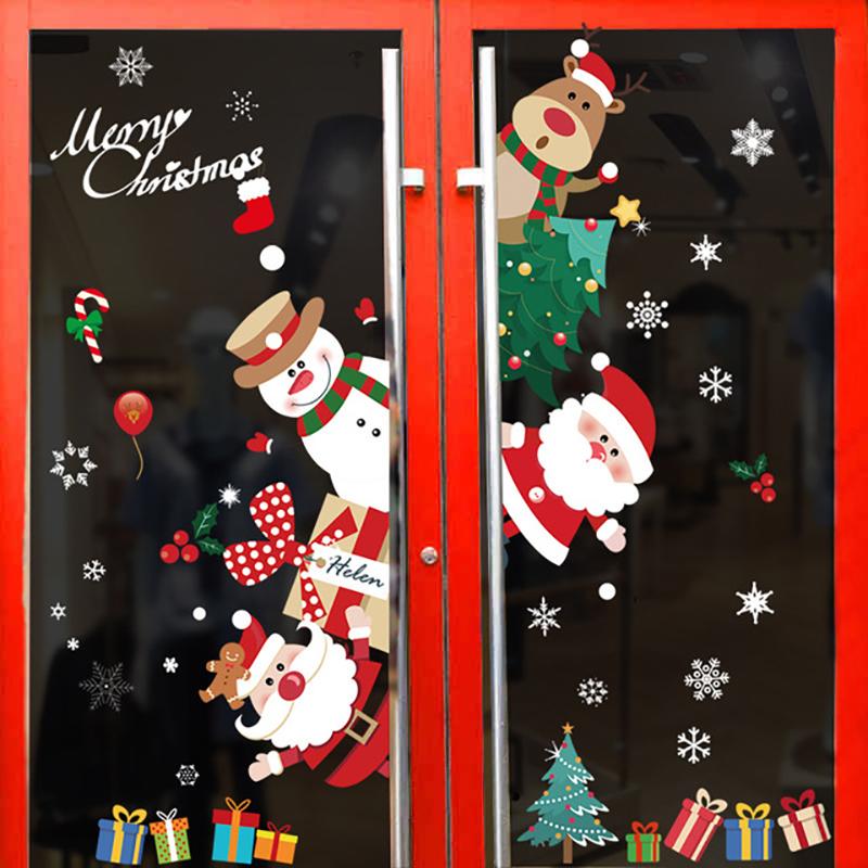 

1pcs Merry Christmas Santa Claus Window Wall Sticker Christmas Decoration For Home 2020 Ornaments Xmas New Year 2021