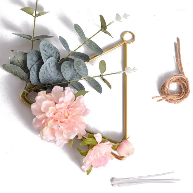 

HOT SALE Wrought Iron Geometric Wreath Wall Hanging Decoration Floral Hoop For Wedding New1, As the picture show