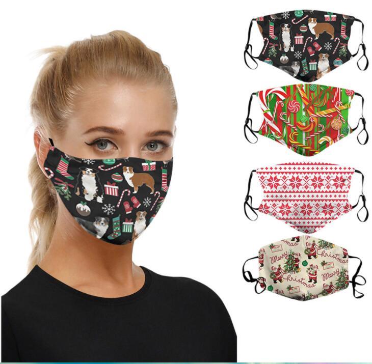 

Reusable Pollution Printing Mouth Cover Masks Christmas Deer Printed Face Anti Dust Snowflake Washable