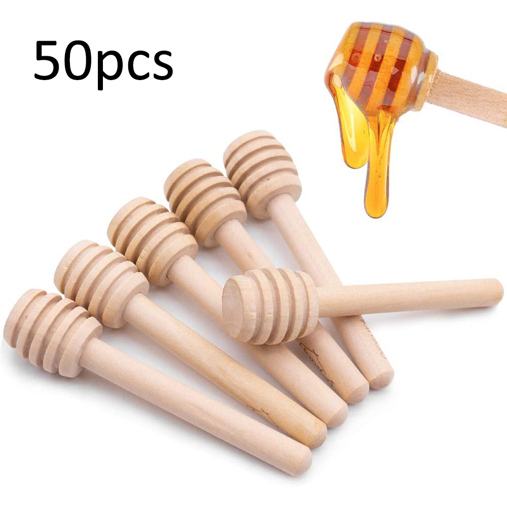 

50pcs/Set Mini Honey Stir Bar Mixing Handle Jar Spoon Honey Dipper Sticks For Jar Coffee Milk Supplies Kitchen Tools