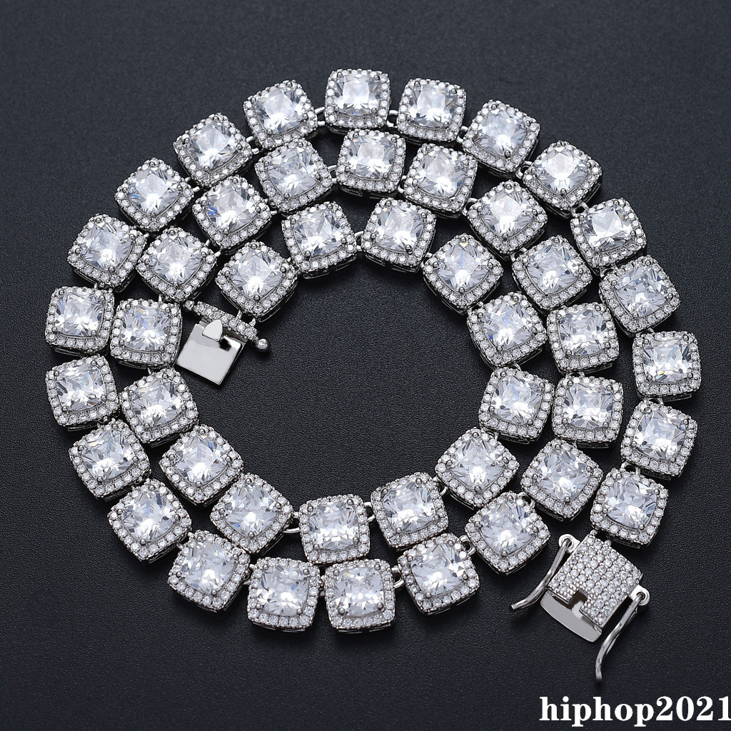 

10mm Mens Iced Out Diamond Tennis Chain Necklace Bracelet High Quality Square Zircon Necklaces 7inch-24inch Hip Hop Bling Chains Jewelry, Black