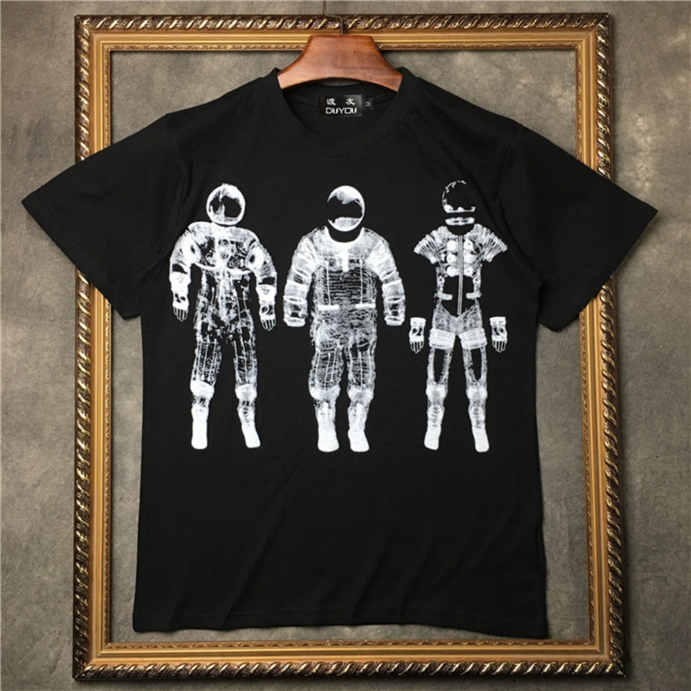 

Men's 100% Cotton Streetwear Comfortable Space Astronaut Print Short-sleeved T-shirt Menswear| 2191001504 Ckxj, Black