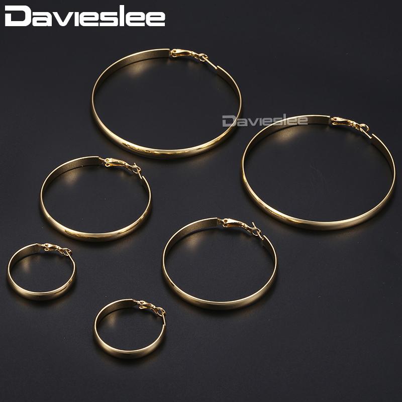 

Hoop & Huggie Davieslee Earrings For Women Gold Silver Color Thin Round Circle Womens Woman Jewelry Gifts Statement 5mm DGEM22