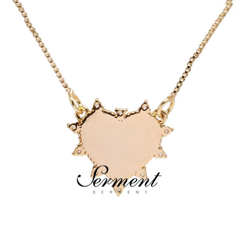 

SERMENT European Trendy Red Zircon Pendant Heart Shaped Necklace Gilded Silvered Color Women Charm Necklace Jewelry Gift1