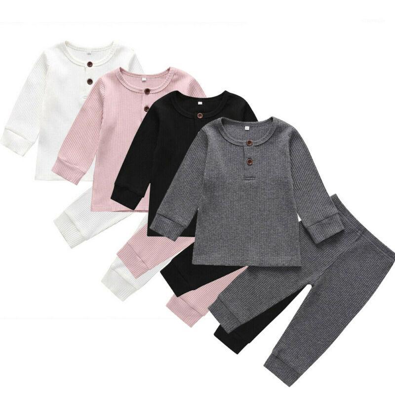

Newborn Toddler Kid Baby Boy Girls Cotton Clothes set Long Sleeve T-shirt Top Pants Outfits Home wear Clothes Set1, Purplish red