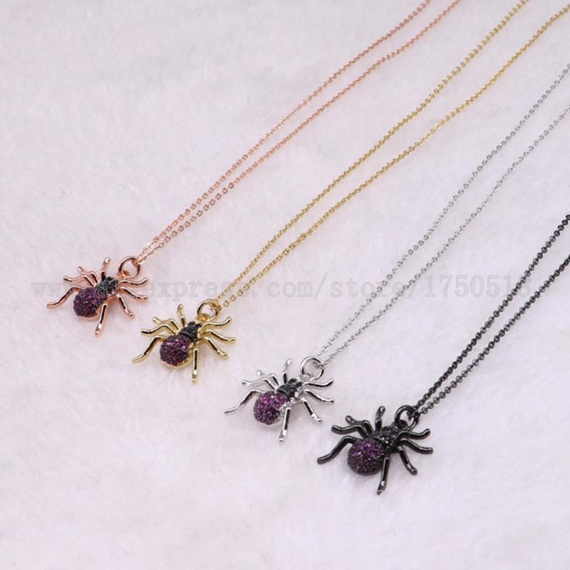 

5 strands Spider necklace Insects bee pest pendants necklace small size jewelry 18" mix color pets beads 3049