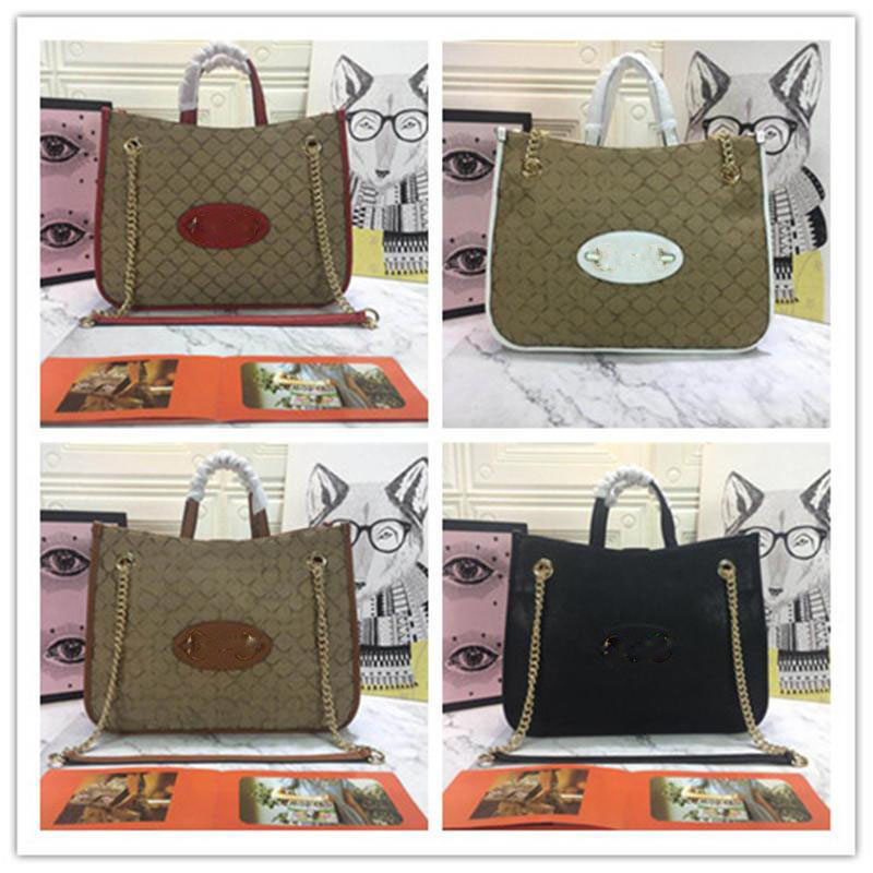 

Designer Luxury Canvas Medium Tote Handbag Beige Brown Leather Chain Jacquard Leather Tote Shoulder Bag Size 35*27*12CM H3N3