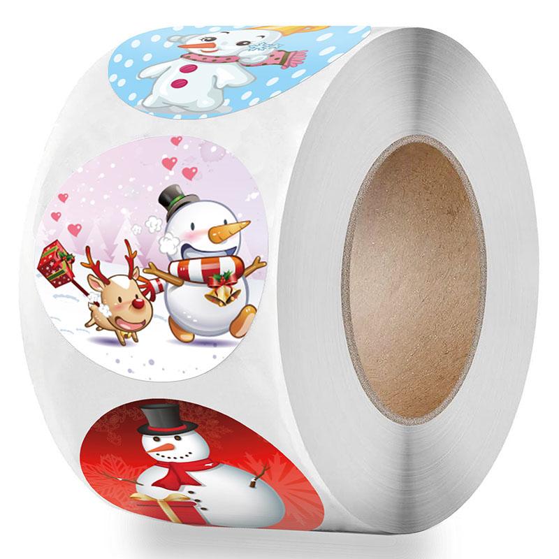 

500pcs/Roll 8 Patterns Cartoon Snowman Christmas Stickers Label Sealing Thank You Card Box Package Decoration Stationery Sticker