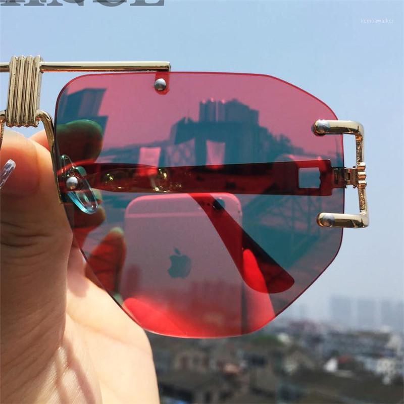 

Sunglasses 2021 Fashion Frameless Ladies Brand Designer Punk Big Frame Glasses Retro Men UV400 With Box NX1