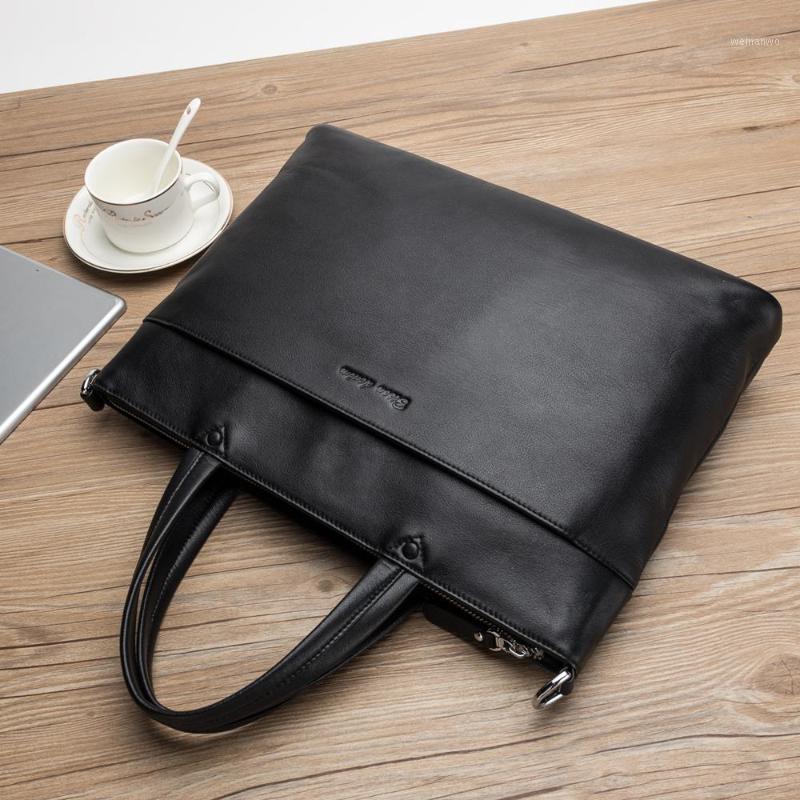 

Bison Denim Fashion Brand Genuine Leather Briefcase Men Bags Business laptop Handbag for Men Large Capacity Shoulder Bag1, Black