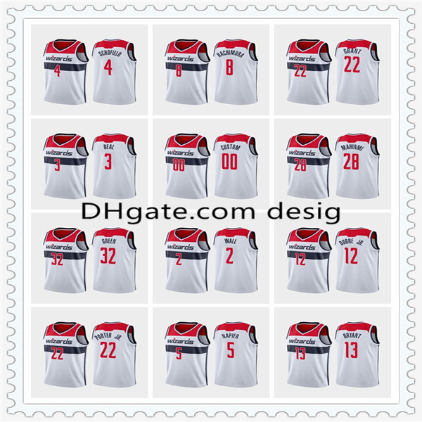 

men Wizards Washington Wall 3 Beal 8 Hachimura 22 Porter basketball jerseys Bradley Rui John Otto white association jersey