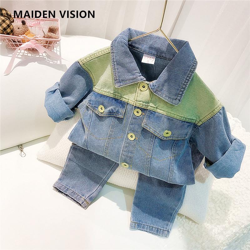 

2021 Children's Clothing New Style Kids Cowboy suit Girl fashion set Denim jacket jeans Boy Spring sports suit baby outfit, As picture