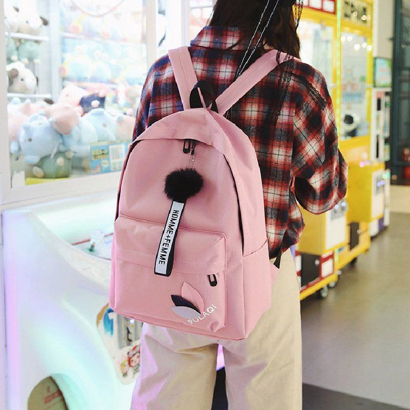 

Backpack Korean Version Backpack Women's Schoolbag New Leaf Bag Students Simple Backpacks Canvas Bags Travel Backpack, Pink